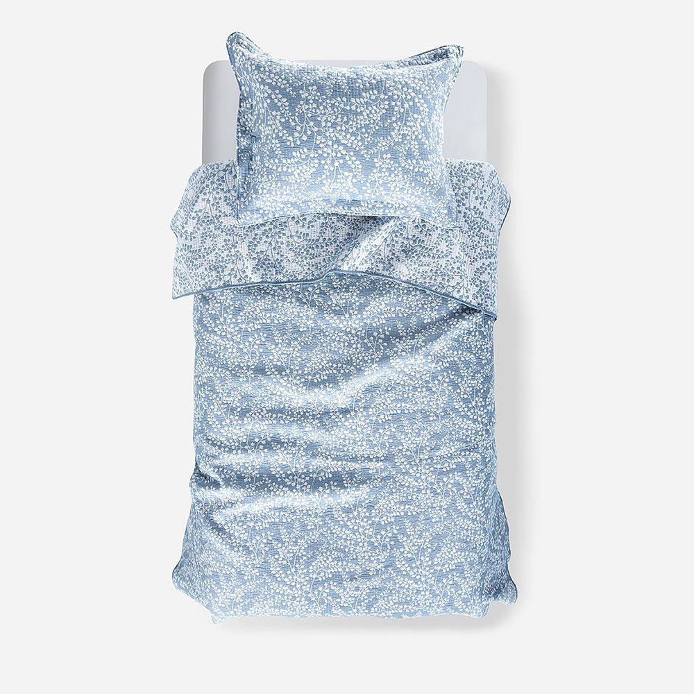 Quilt Jacquard Botánico Azul 1,5 Plazas-0