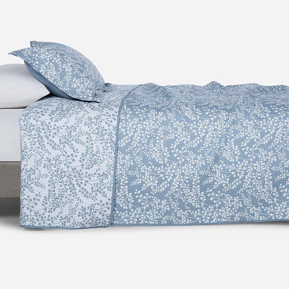 Quilt Jacquard Botánico Azul 1,5 Plazas-2