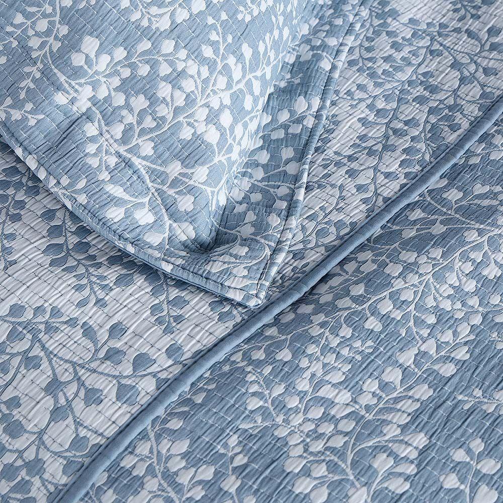 Quilt Jacquard Botánico Azul 1,5 Plazas-3