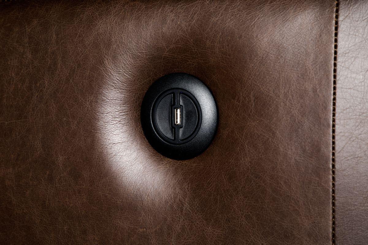 Sofá Reclinable Rosen Tolstoi 2cpo Eléctrico Cuero Chocolate-6