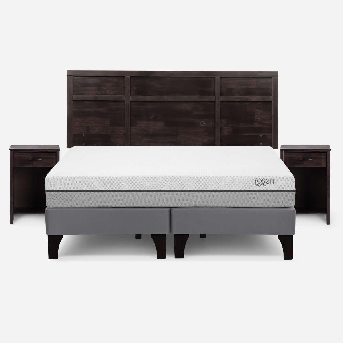 Cama Pratta 2 Plazas Pata Madera BD +Muebles Robin Chocolate-0
