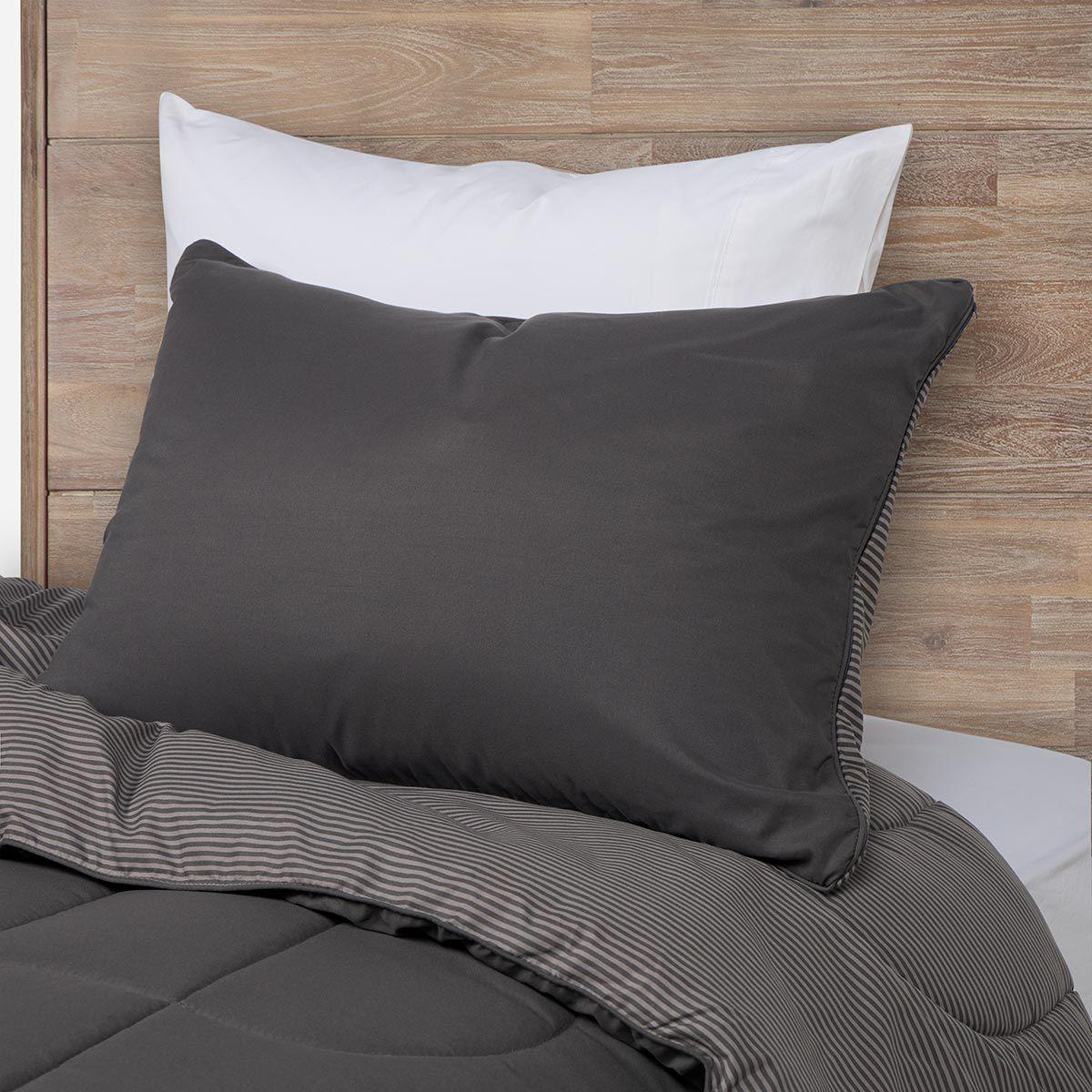 Plumón Bicolor Lines Reversible Charcoal 1,5 Plazas-3