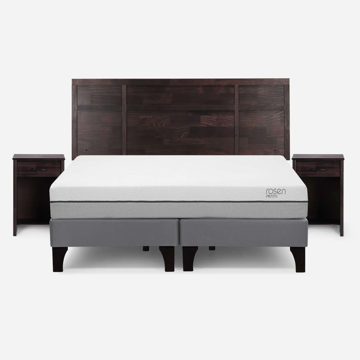 Cama Pratta King Pata Madera + Muebles Robin Chocolate-0