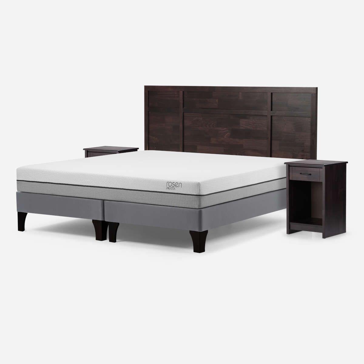Cama Pratta King Pata Madera + Muebles Robin Chocolate-1