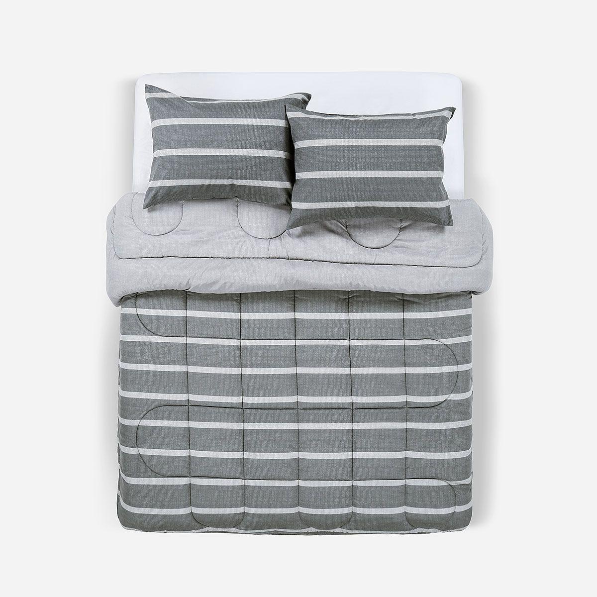 Plumón Reversible Soft Touch Alonso Gris Súper King-0