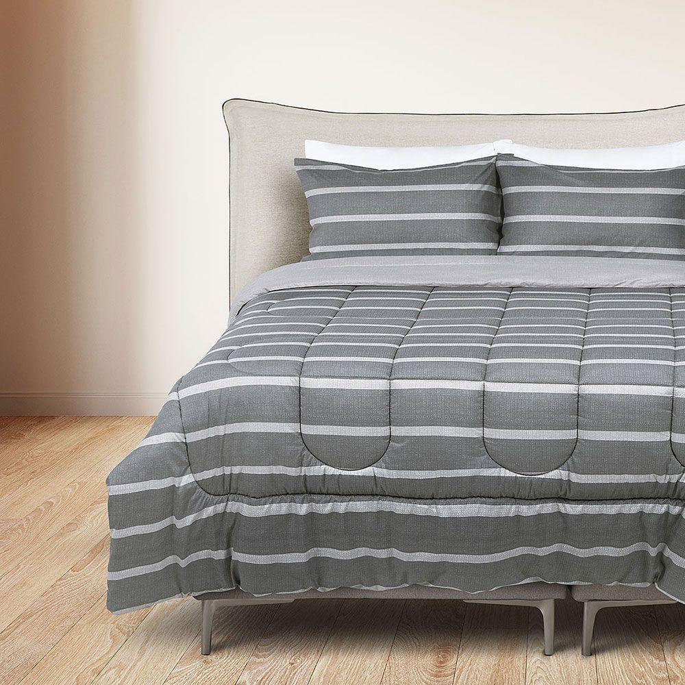 Plumón Reversible Soft Touch Alonso Gris Súper King-3