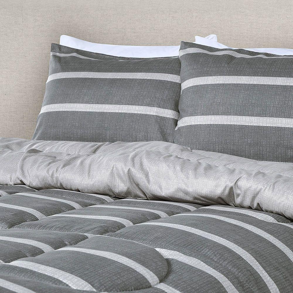 Plumón Reversible Soft Touch Alonso Gris Súper King-4