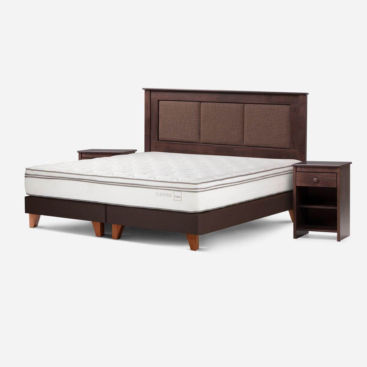 Cama Classique+ 2 Plazas + Respaldo Rachel y Velador Ferrara-2