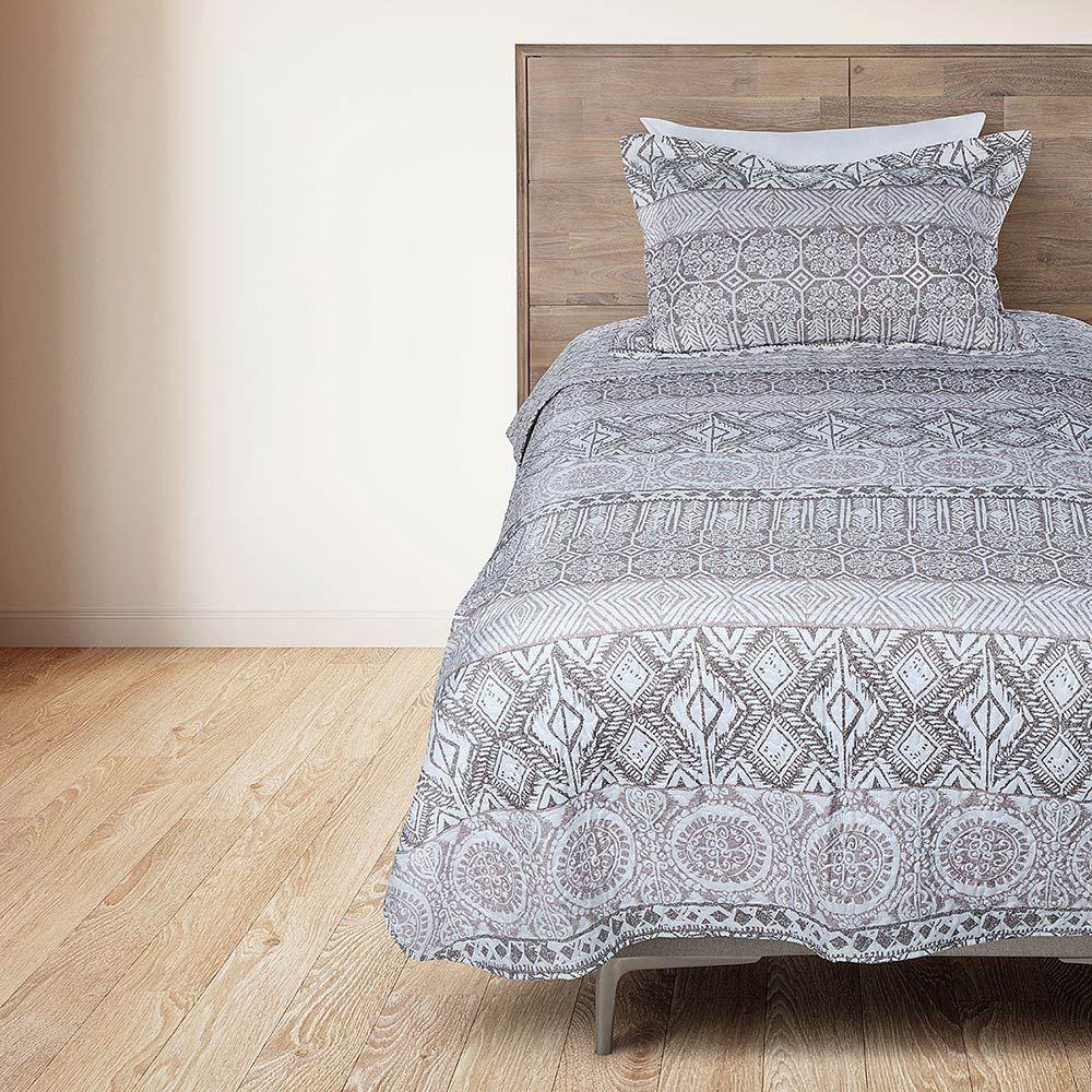 Quilt Estampado Reversible Britta Gris 1,5 Plazas-2