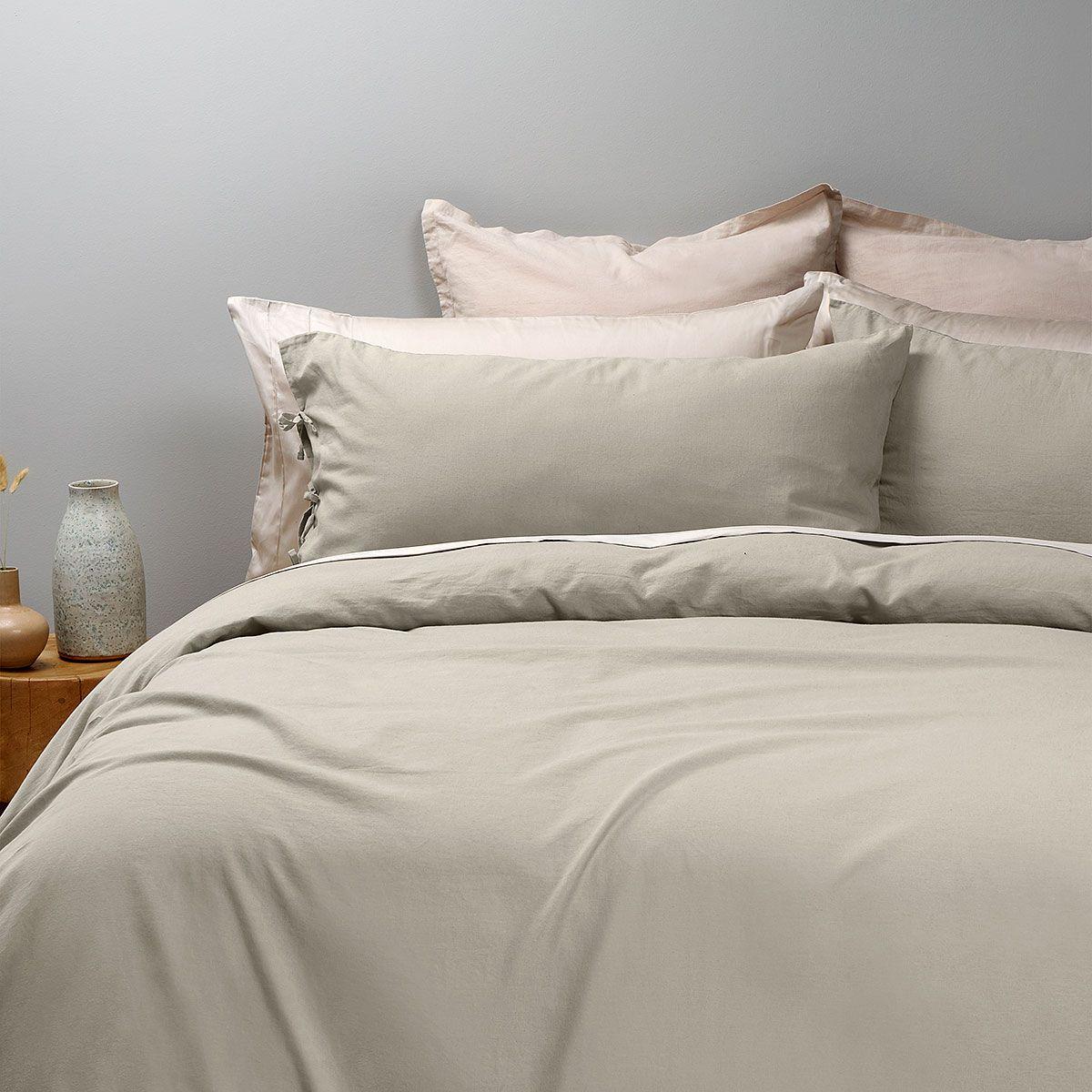 Funda Plumón Lino-Algodón Pure Liso Verde Oliva King-2