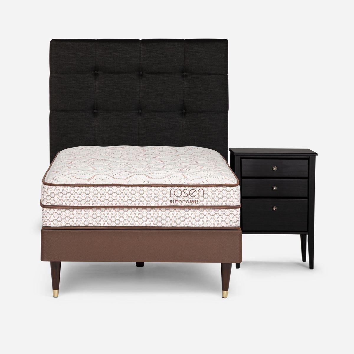 Cama Europea Autonomy Land 1,5 Plazas +Muebles Issey Grafito-0