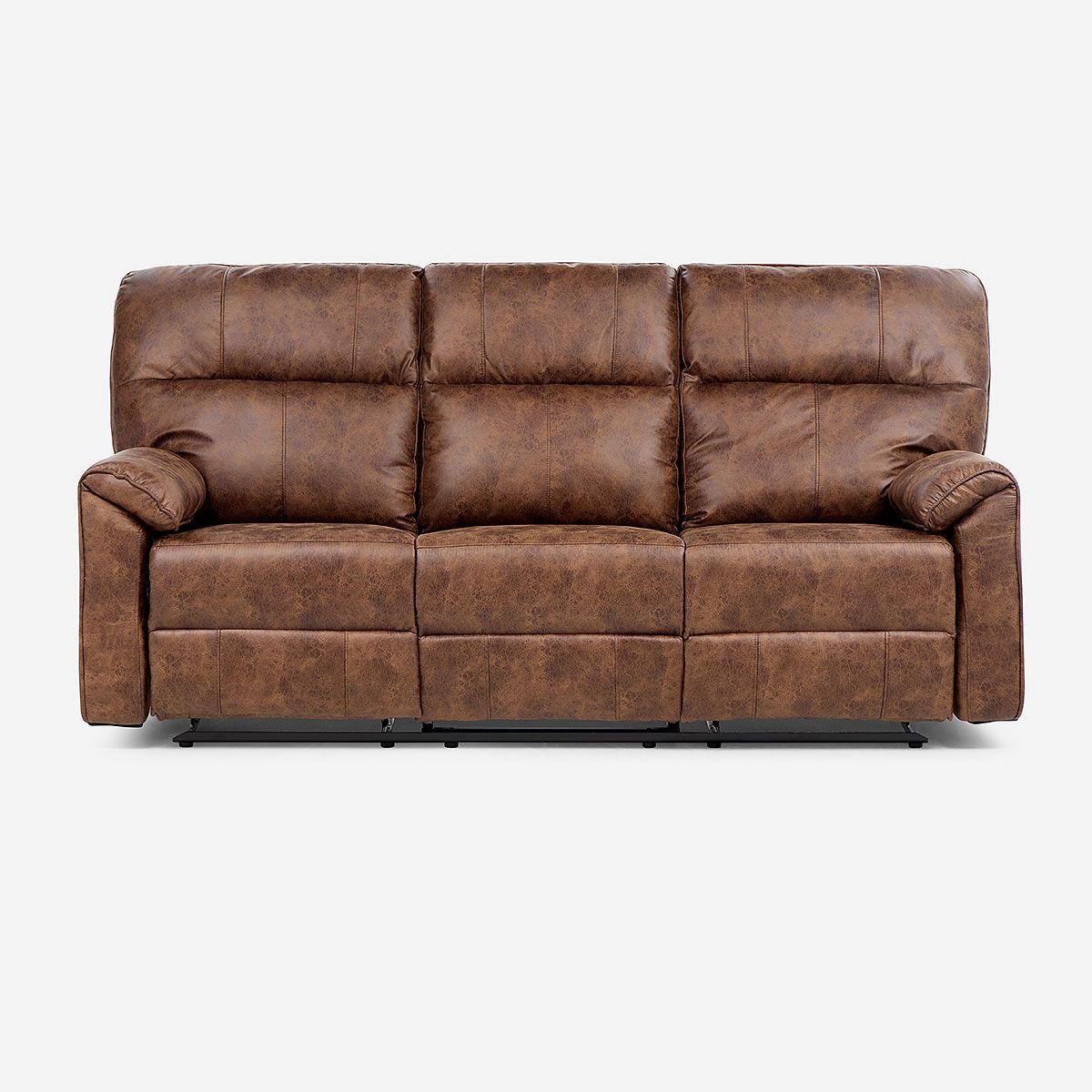 Sofá Reclinable Tolosa 3 Cuerpos Manual Tela Camel-2
