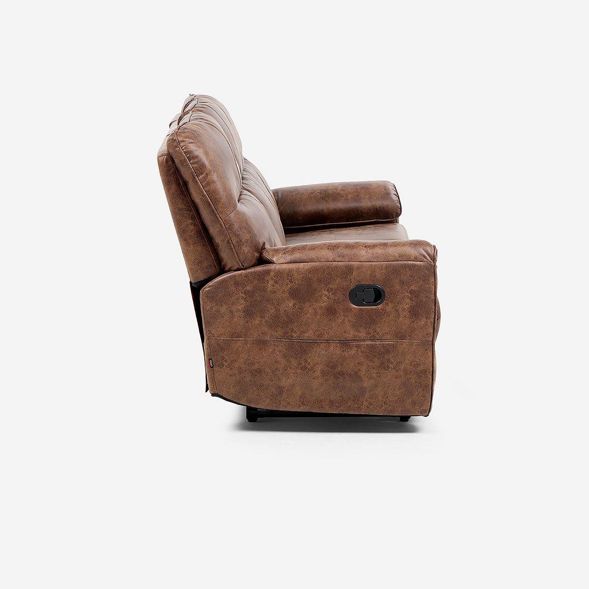 Sofá Reclinable Tolosa 3 Cuerpos Manual Tela Camel-3