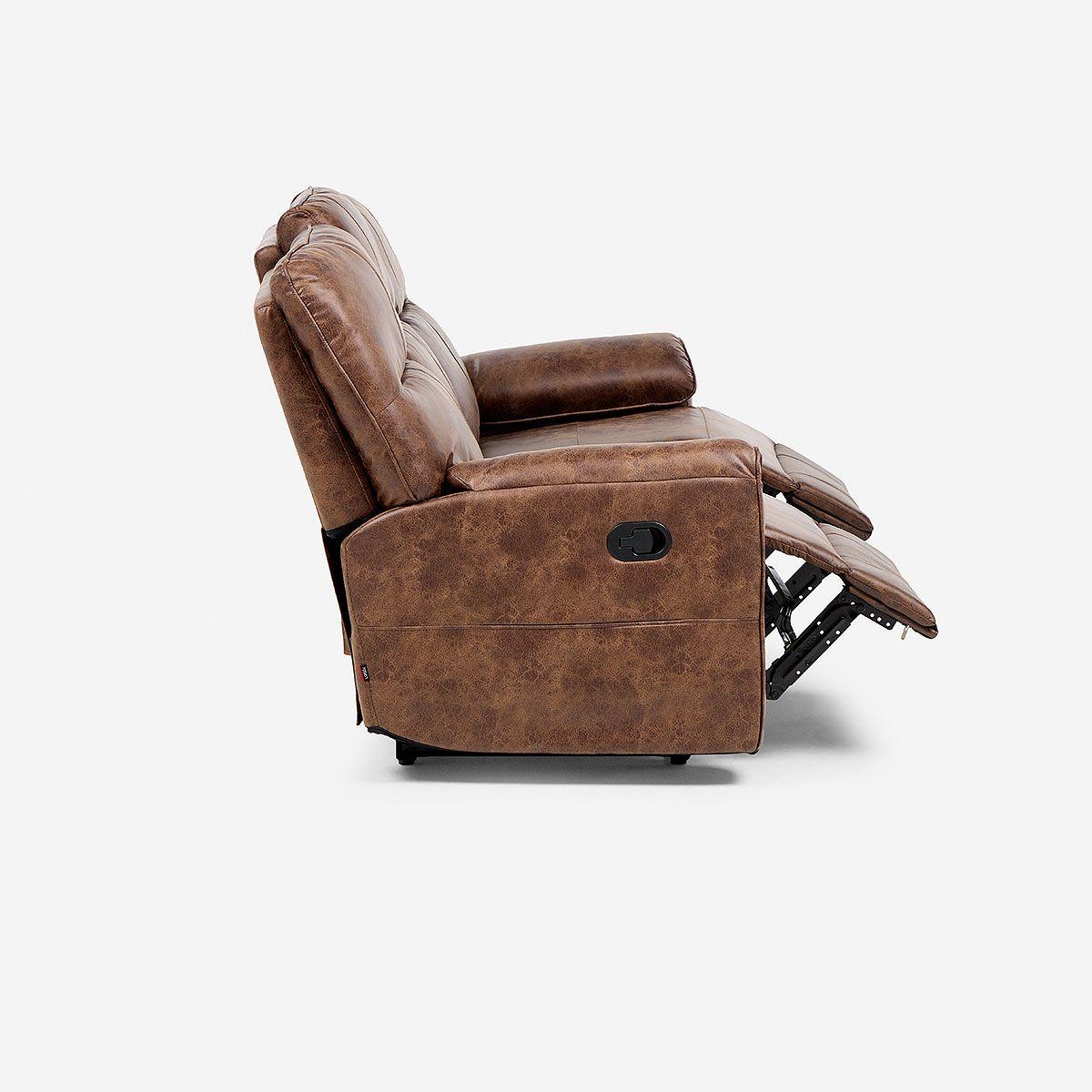Sofá Reclinable Tolosa 3 Cuerpos Manual Tela Camel-4