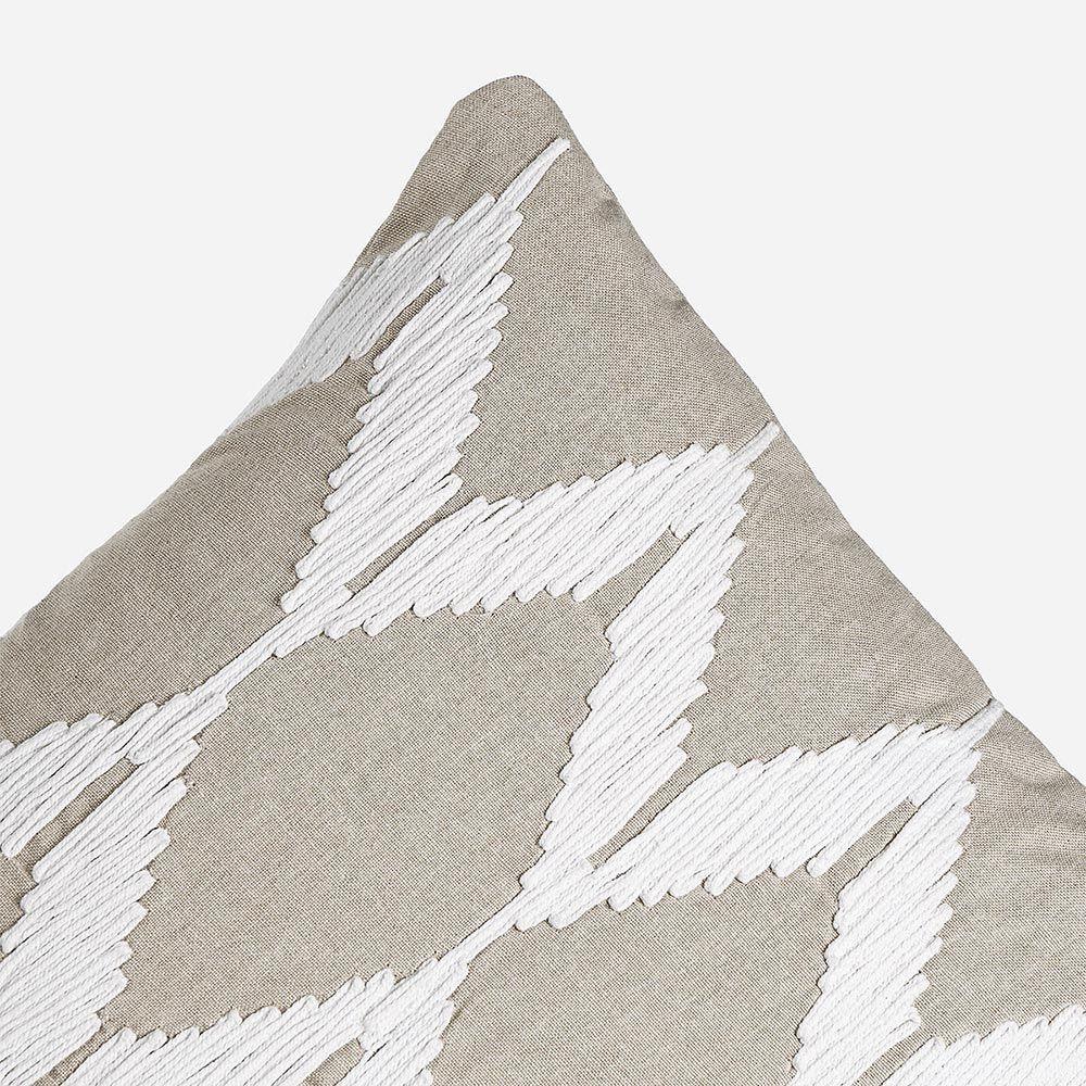 Funda de Cojín Bordado Odra 35 x 50 cm Blanco-Beige-2