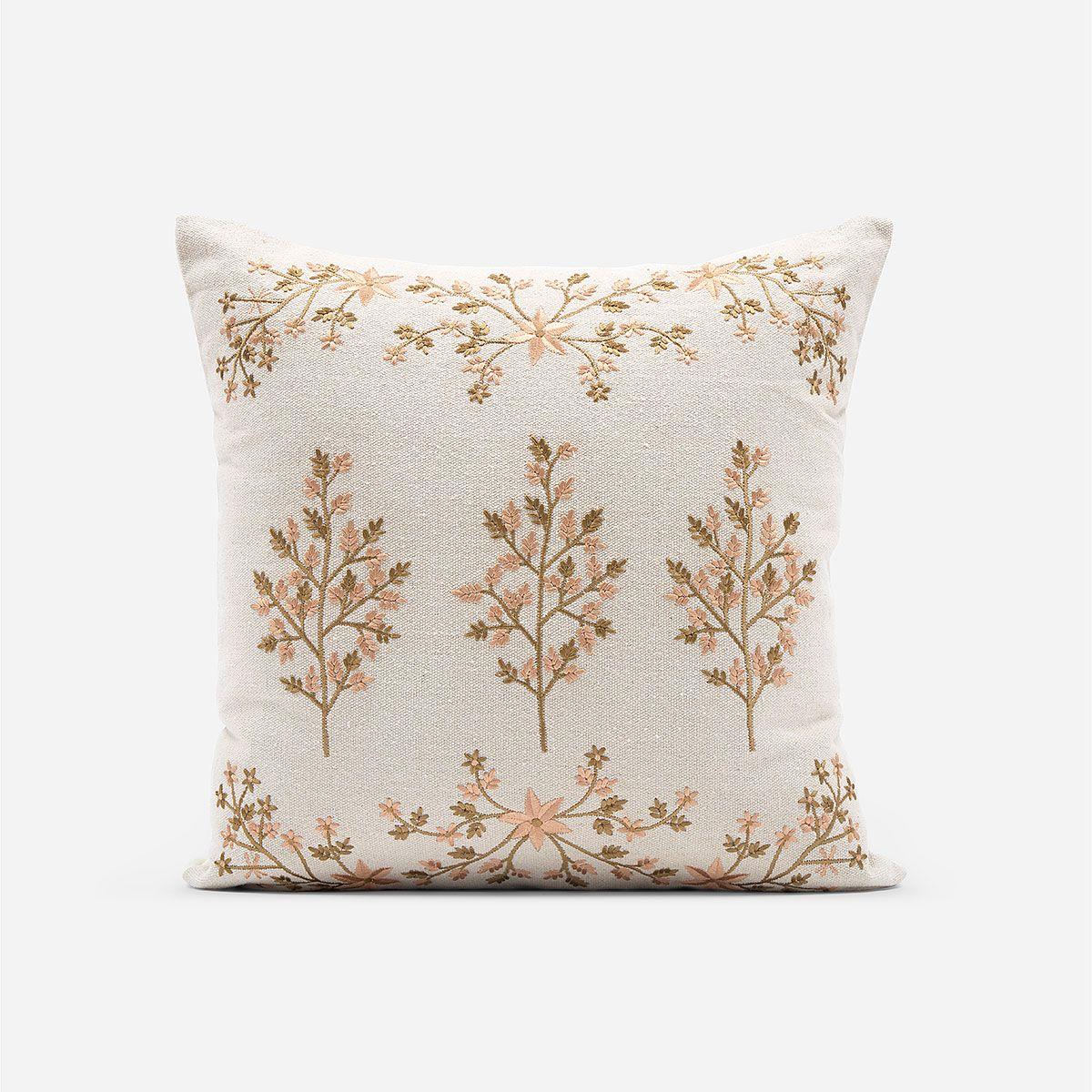 Funda Cojin Bordado Paulownia Rosa 50 x 50 cm-0