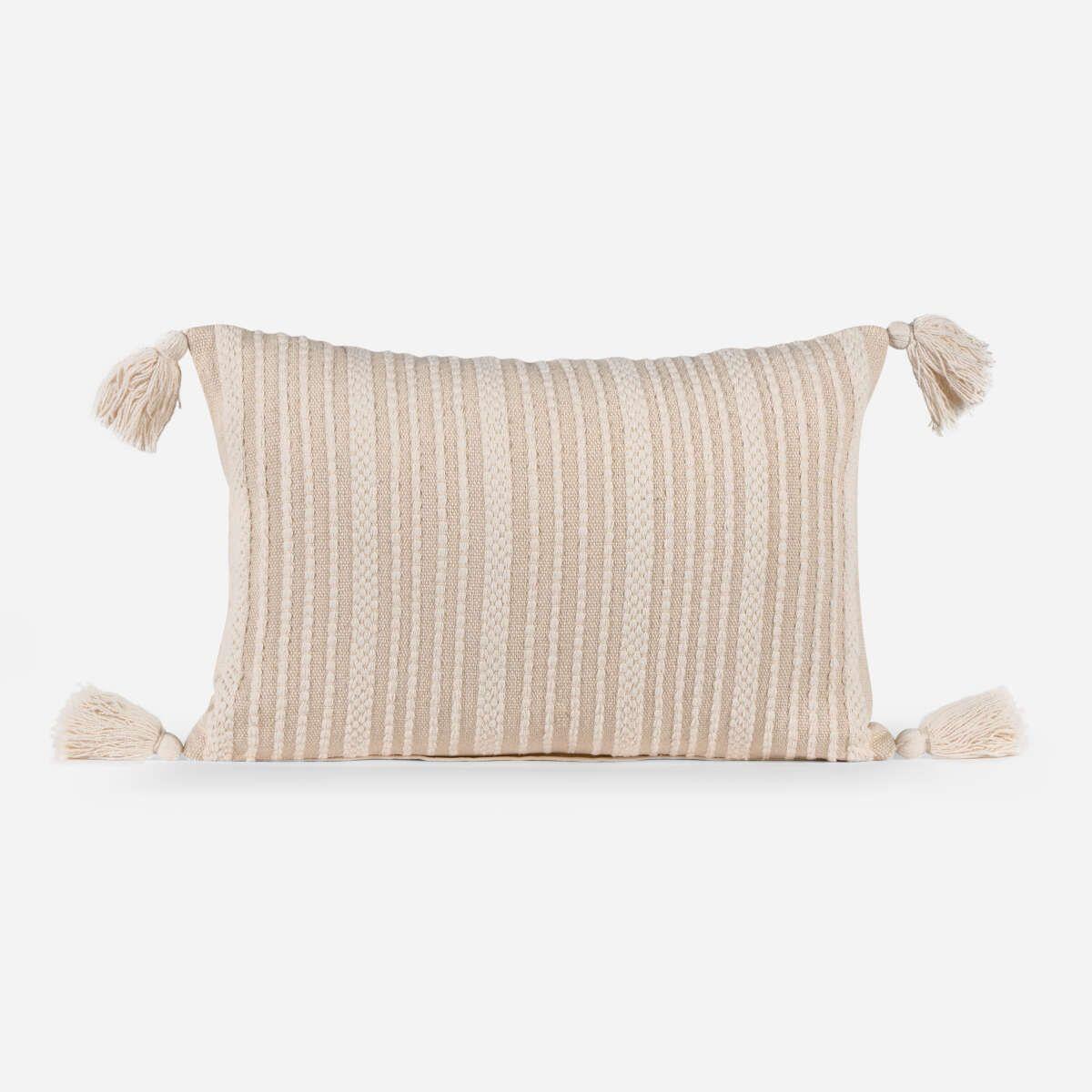 Funda de Cojín Bordado Ribete Crudo 35 x 50 cm-0