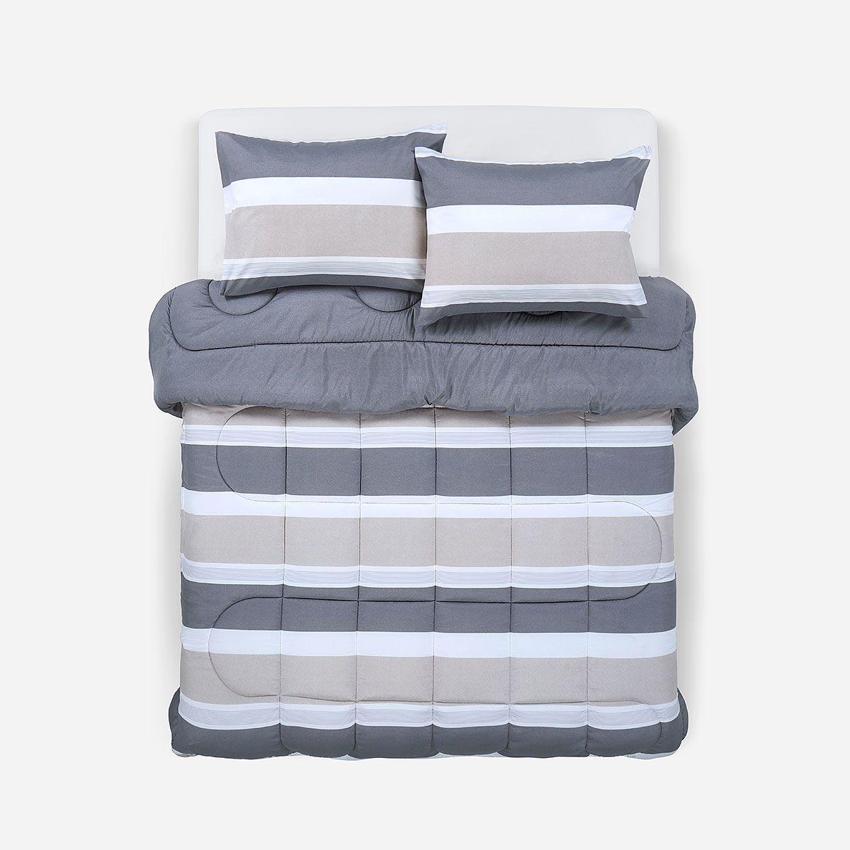 Plumón Reversible Soft Touch Amaro Gris Súper King-0