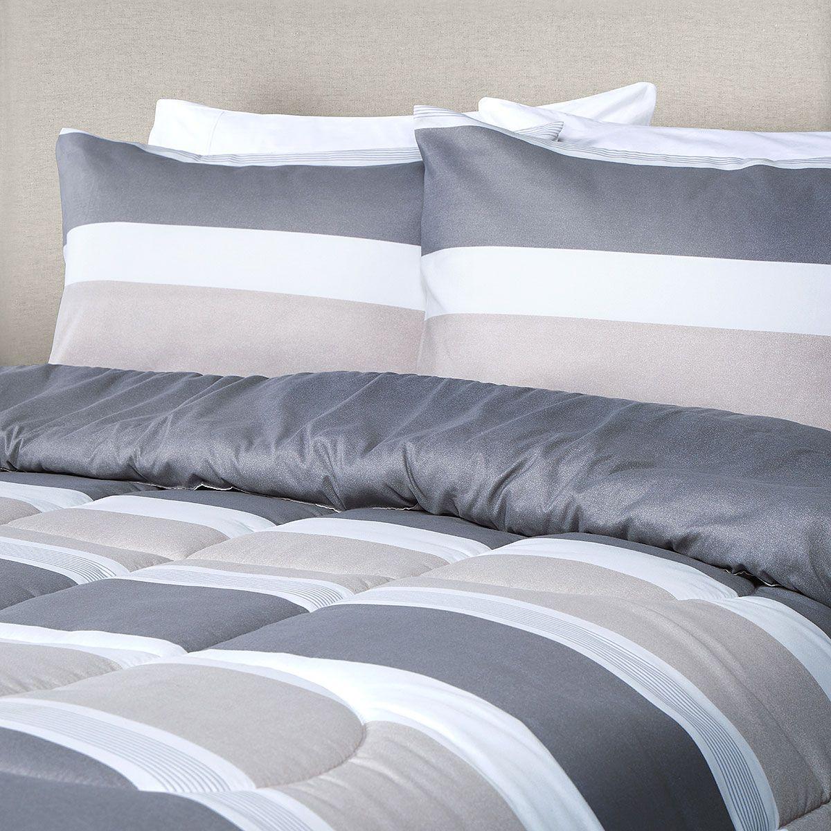 Plumón Reversible Soft Touch Amaro Gris Súper King-4