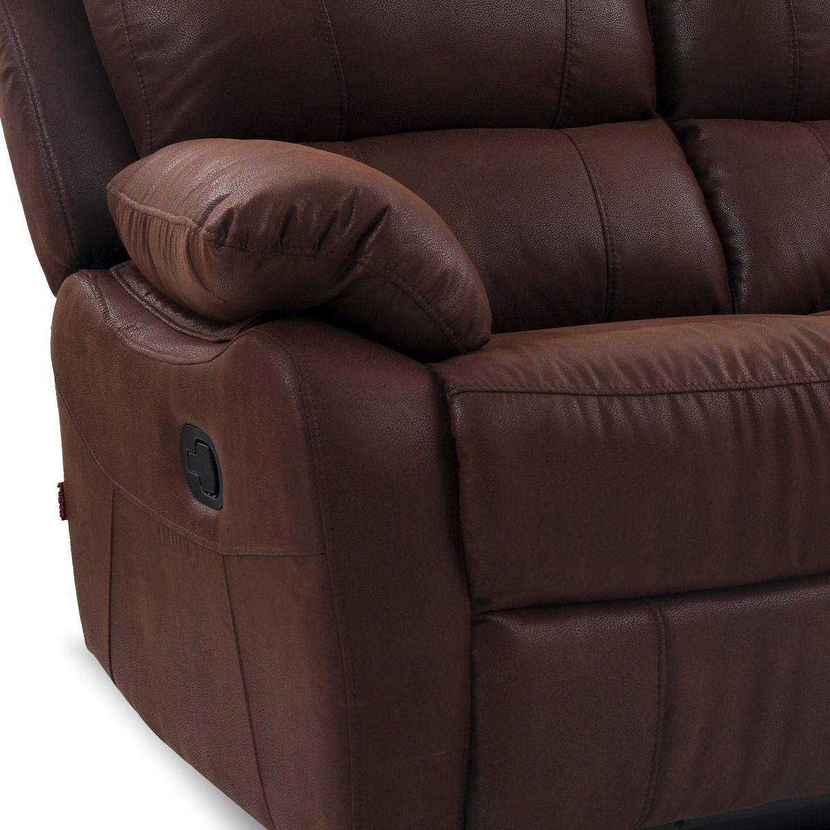 Sofá Reclinable Rosen Orson 2 Cuerpos Tela Manual Brandy-5