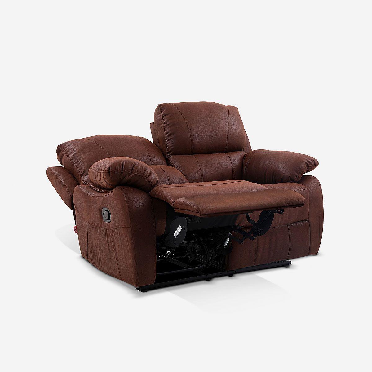 Sofá Reclinable Rosen Orson 2 Cuerpos Tela Manual Brandy-0