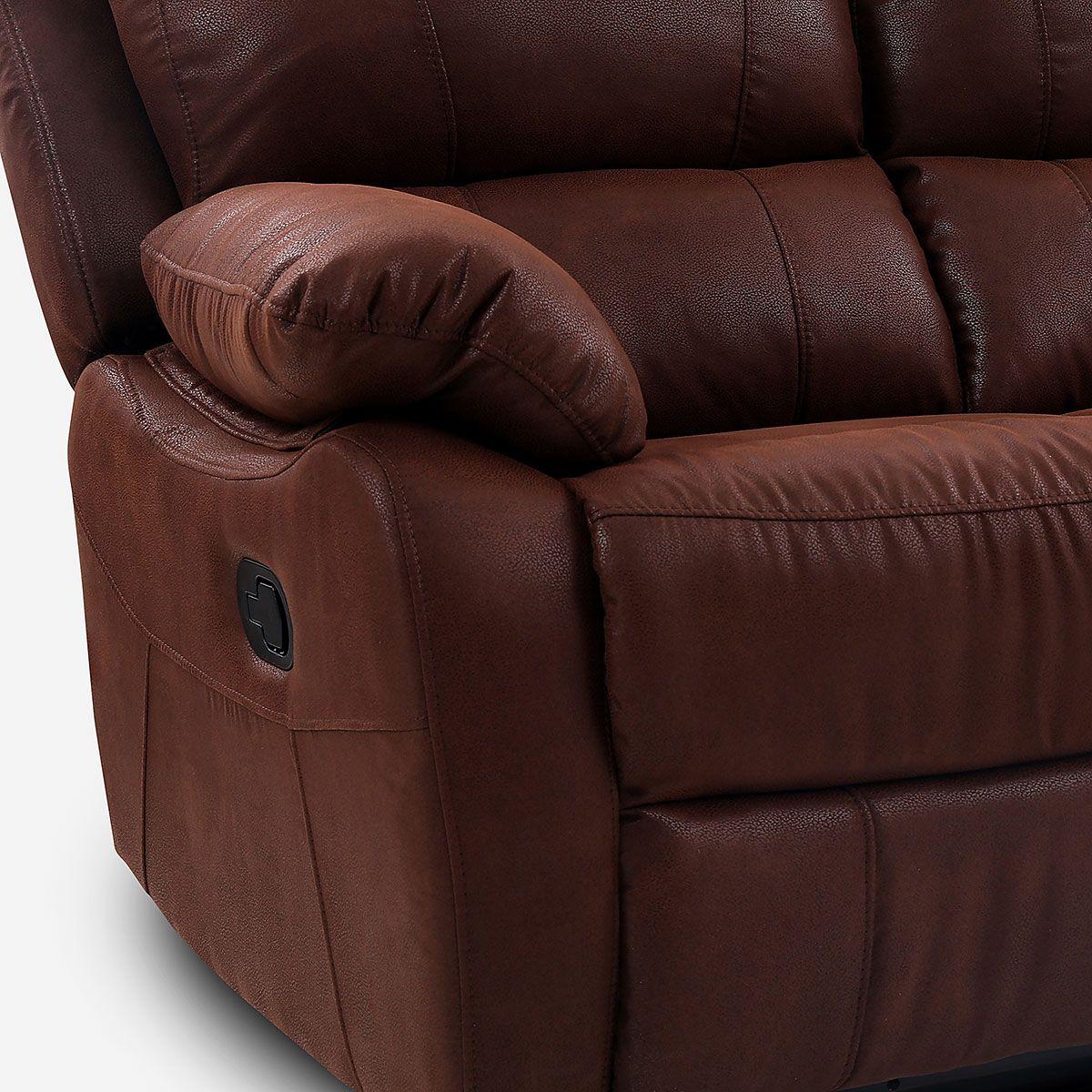 Sofá Reclinable Rosen Orson 2 Cuerpos Tela Manual Brandy-5