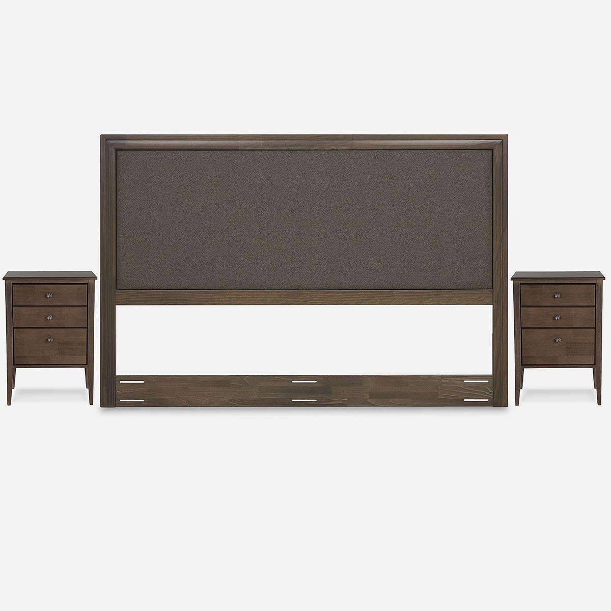 Cama Europea Neo Plus King BD + Respaldo Nolita Café+Velador-4
