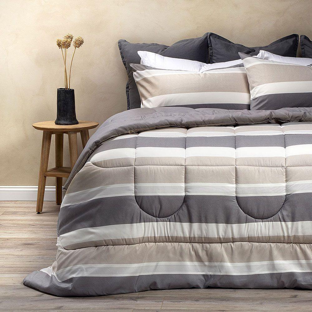 Plumón Reversible Soft Touch Amaro Gris 2 Plazas-2