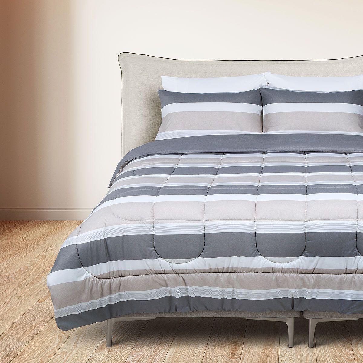 Plumón Reversible Soft Touch Amaro Gris 2 Plazas-3