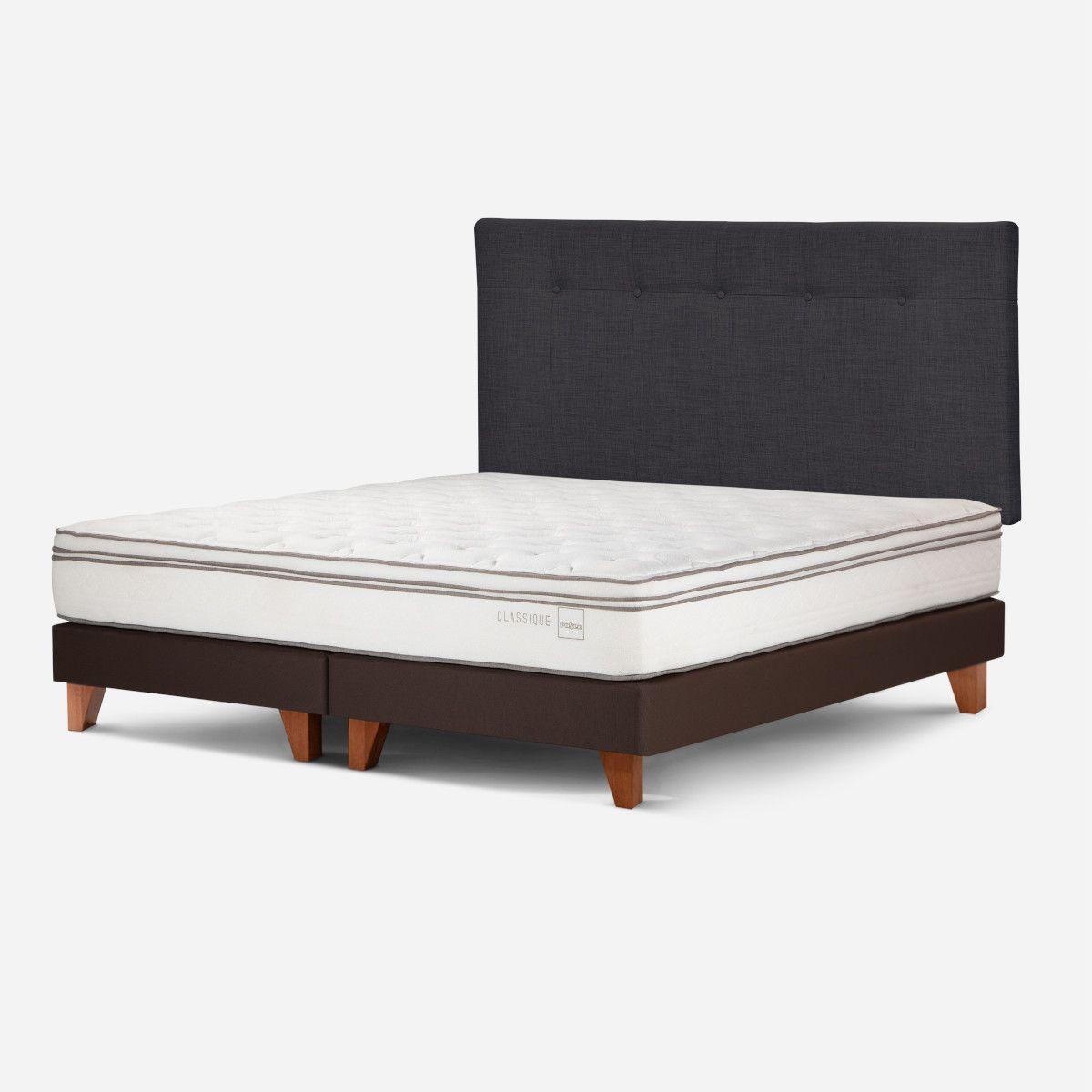 Cama Europea Classique+ 2 Plazas+Respaldo New Bennet Grafito-2