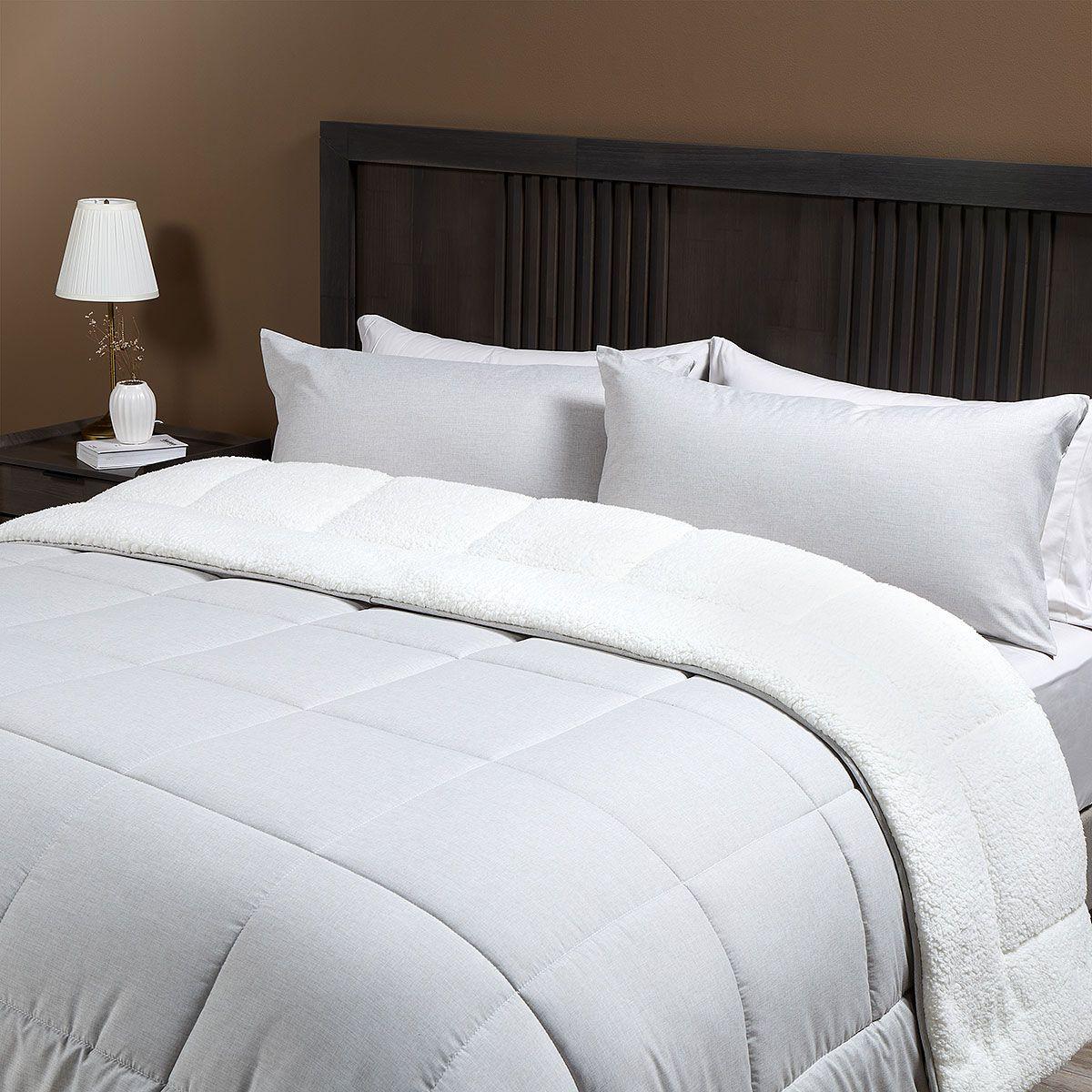 Plumón Sherpa Liso Greige Melange 2 Plazas-2