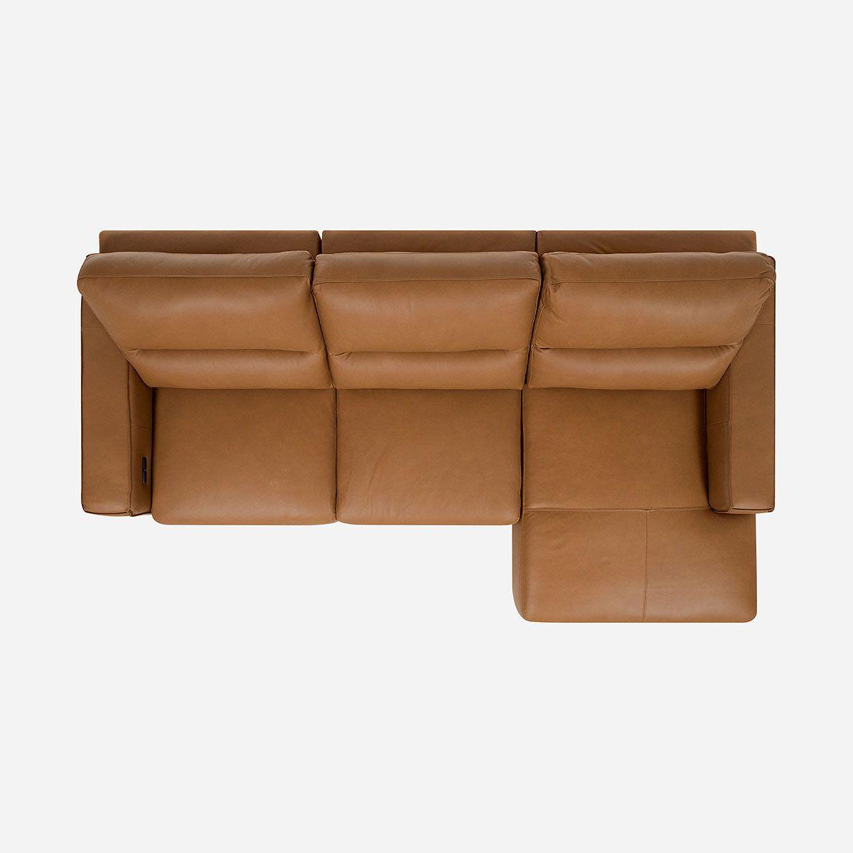 Sofá Seccional Reclinable Rosen Derecho Limber Cuero Camel-4
