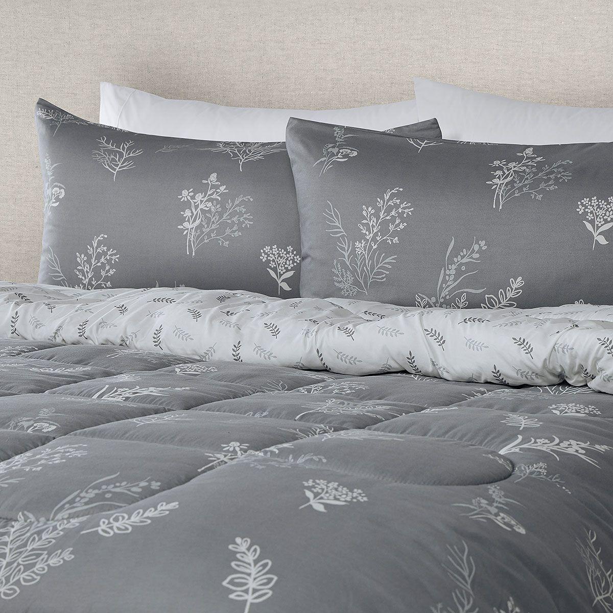Plumón Reversible Soft Touch Astrid Gris/Blanco Súper King-4