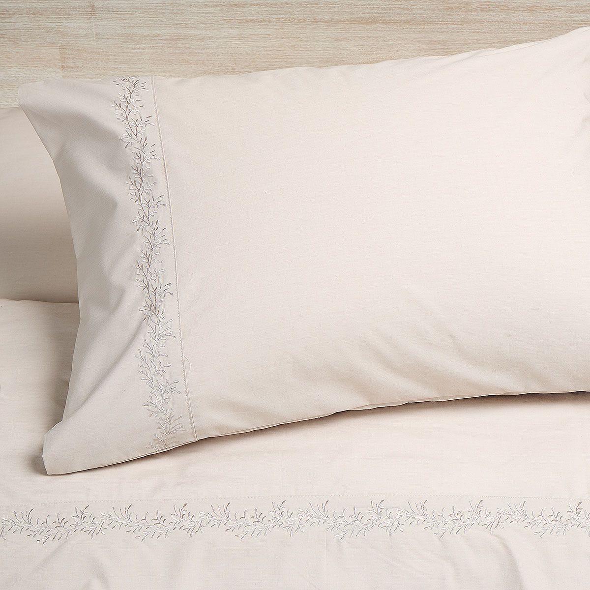 Sábana Rosen 220 Hilos Bordada Botánica Natural 1,5 Plazas-2