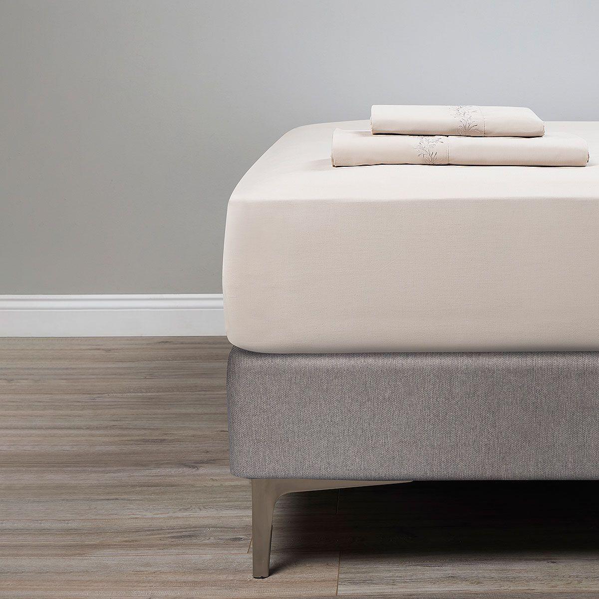 Sábana Rosen 220 Hilos Bordada Botánica Natural 1,5 Plazas-4