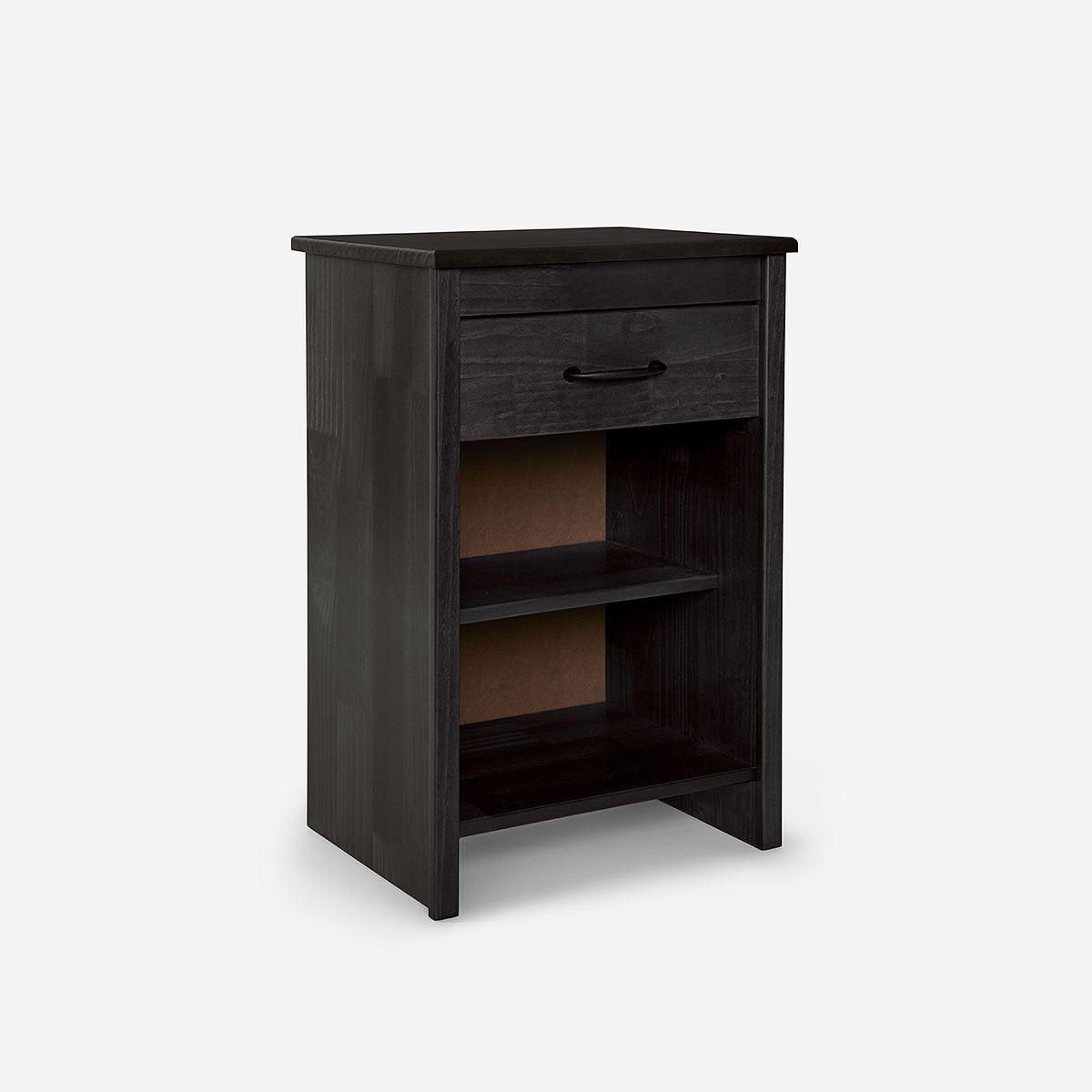 Cama Europea Neo Plus 2 Plazas+Respaldo N.B. Grafito+Velador-3