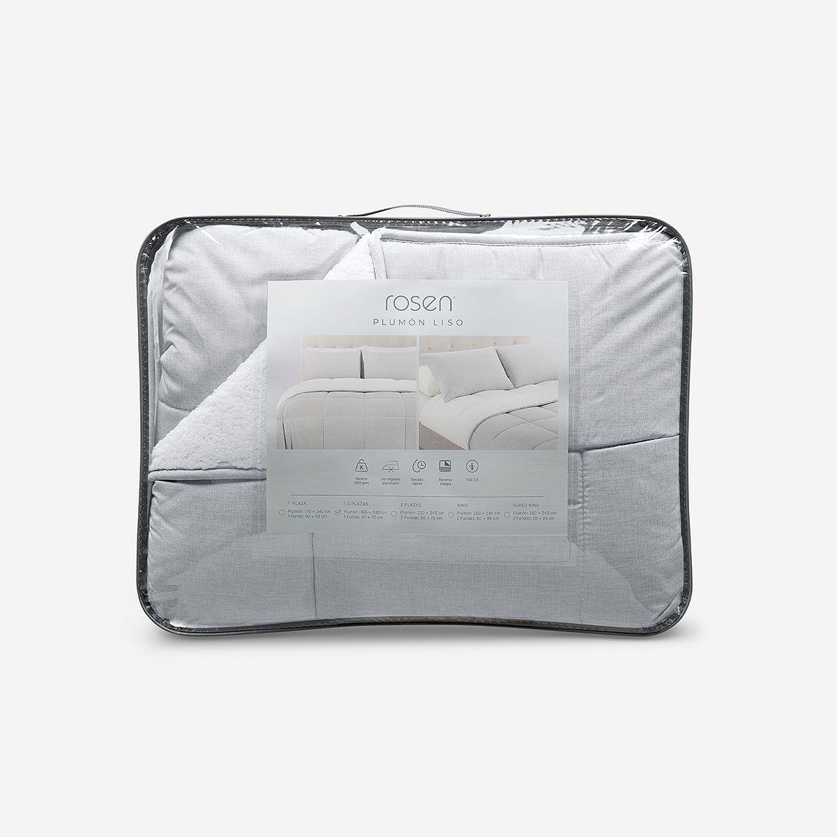 Plumón Sherpa Liso Greige Melange 1 Plaza-4