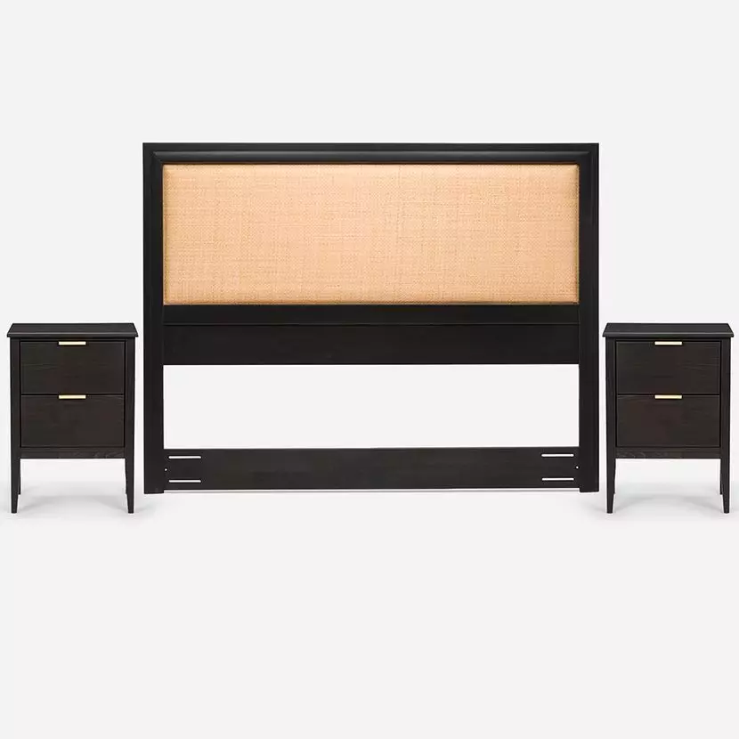 Set Respaldo 2 Plazas + Veladores Rosen Soho Grafito-0