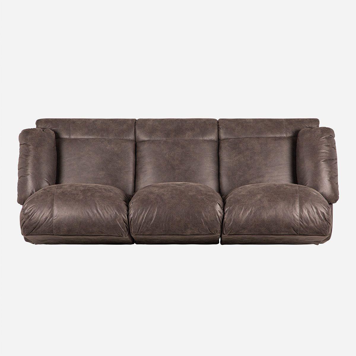 Sofá Reclinable Rosen Bucarest 3 Cuerpos Manual Tela Café-1