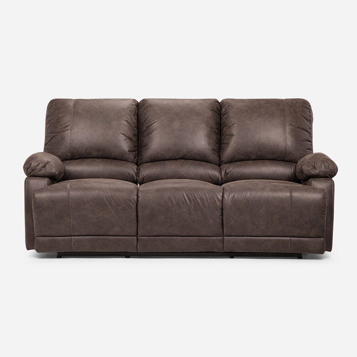 Sofá Reclinable Rosen Bucarest 3 Cuerpos Manual Tela Café-2