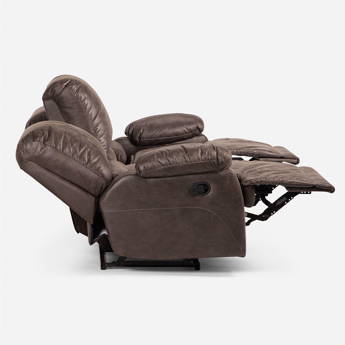 Sofá Reclinable Rosen Bucarest 3 Cuerpos Manual Tela Café-3