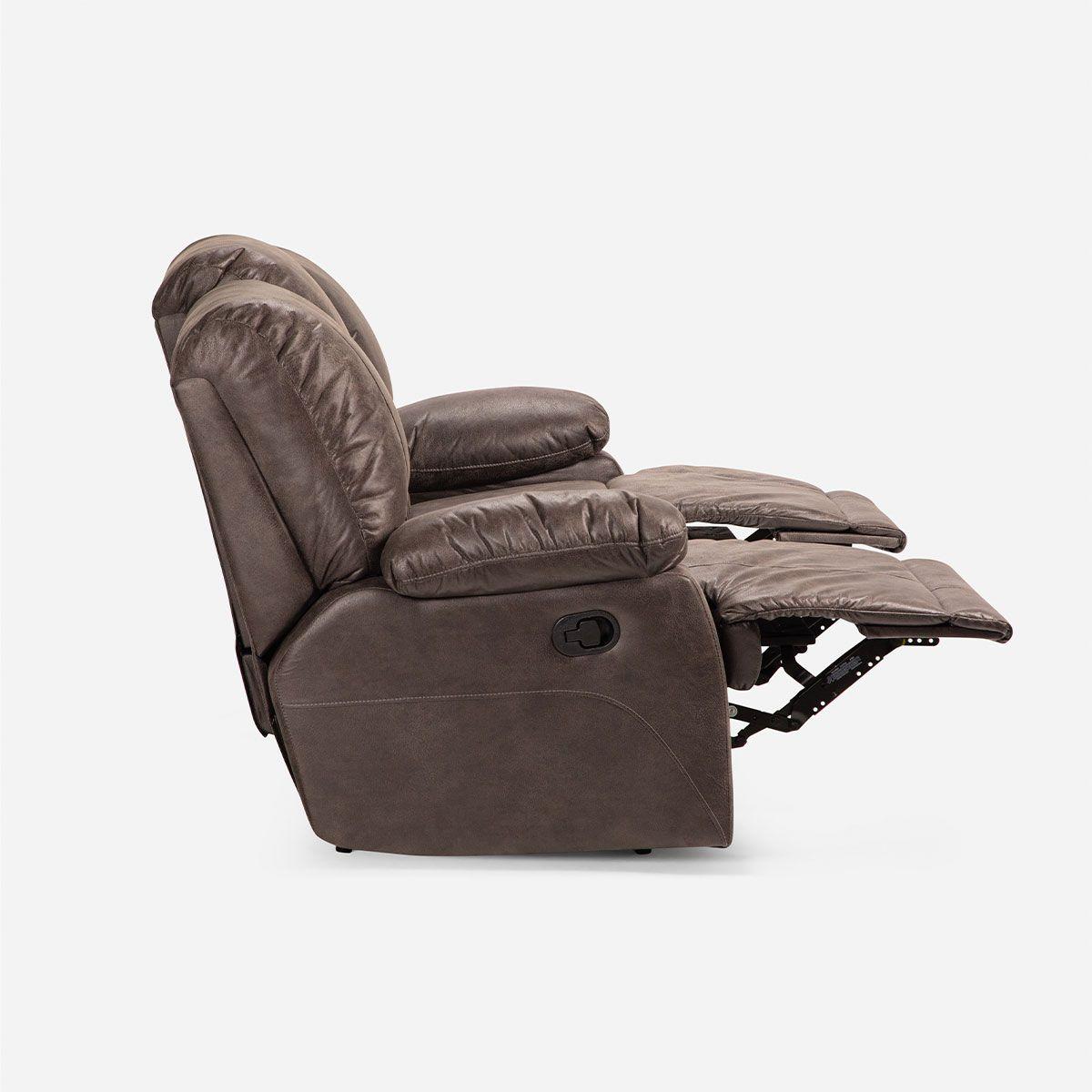 Sofá Reclinable Rosen Bucarest 3 Cuerpos Manual Tela Café-6