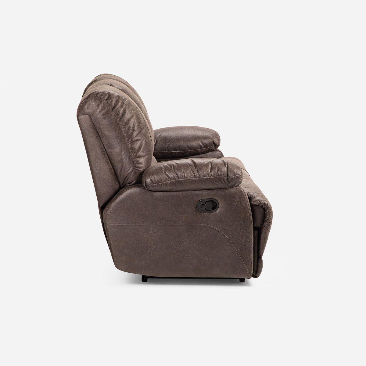 Sofá Reclinable Rosen Bucarest 3 Cuerpos Manual Tela Café-7