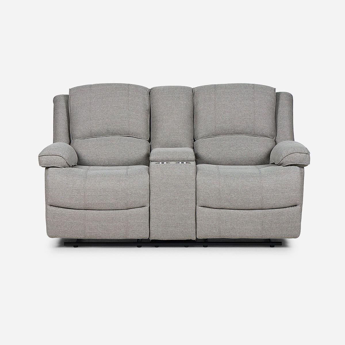 Sofá Reclinable Tess con Posavasos Manual Tela 2 Cuerpo Gris-5