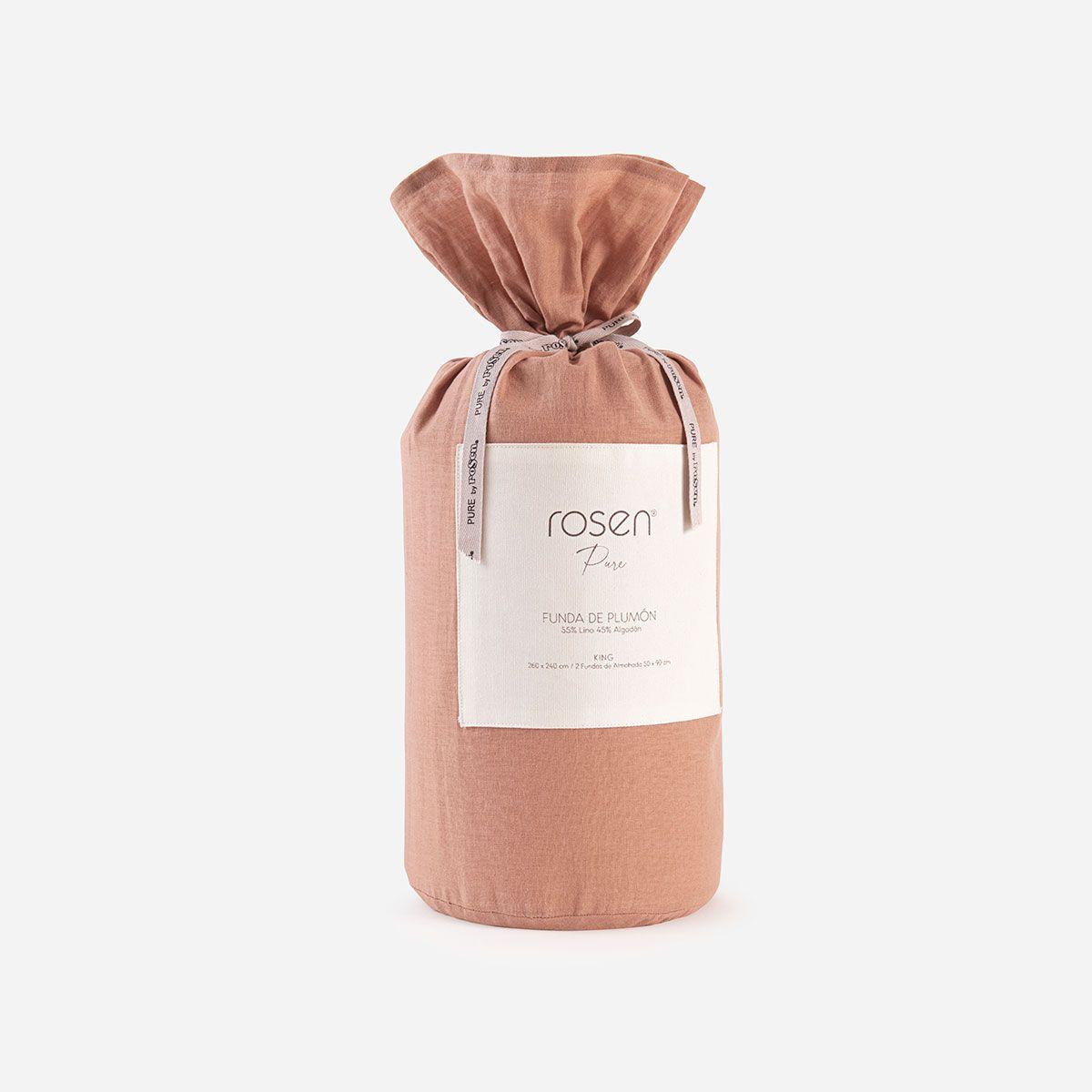 Funda Plumón Rosen Lino-Algodón Pure Liso Súper King Ambar-5