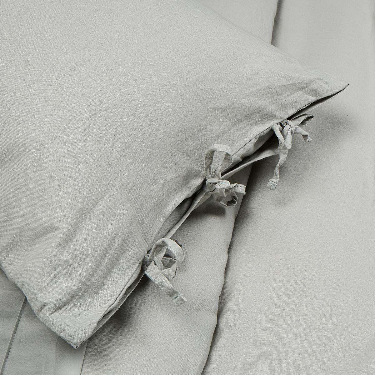 Funda Plumón Lino-Algodón Pure Liso Verde Salvia 1 Plaza-3