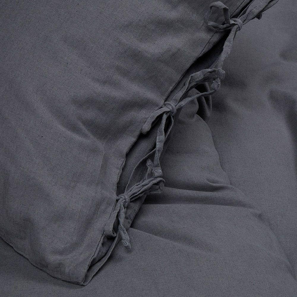Funda Plumón Lino-Algodón Pure Liso Grafito 1,5 Plazas-3