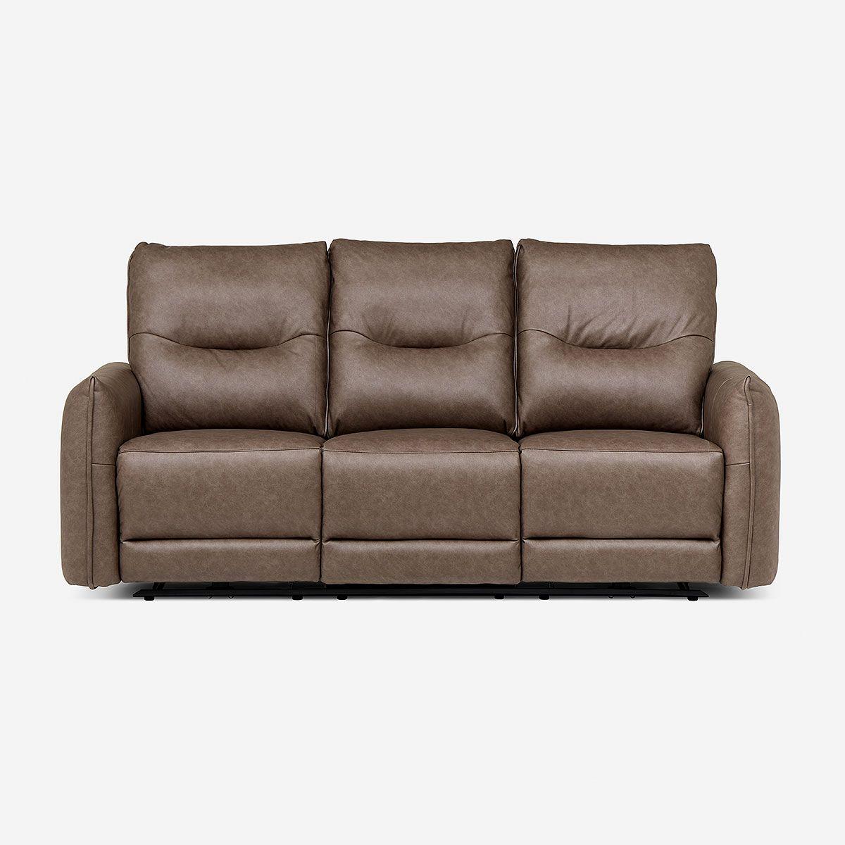 Sofá Reclinable Kano 3 Cuerpos Eléctrico Tela Café-2