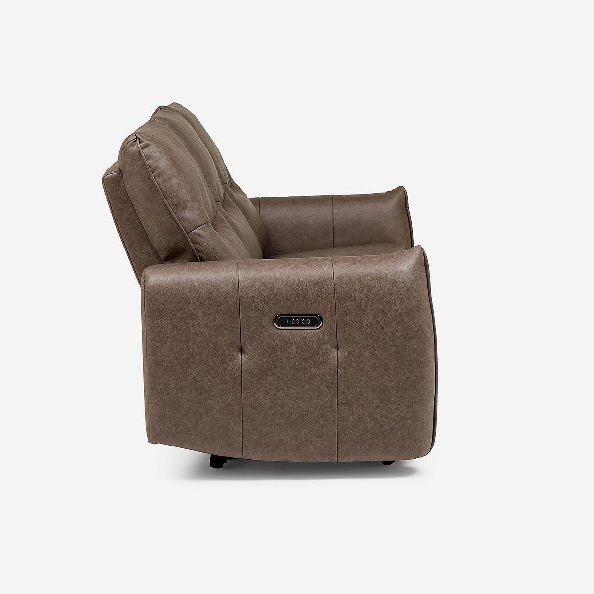 Sofá Reclinable Kano 3 Cuerpos Eléctrico Tela Café-3