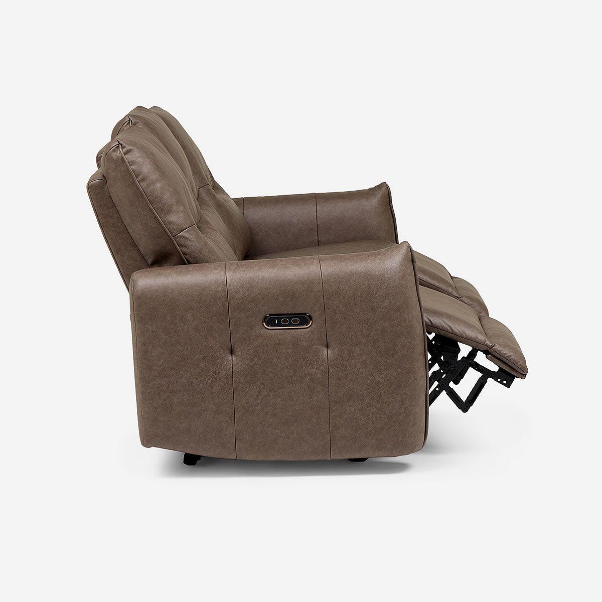 Sofá Reclinable Kano 3 Cuerpos Eléctrico Tela Café-5